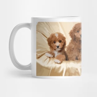 Poodle Puppies Digital Painting Mug